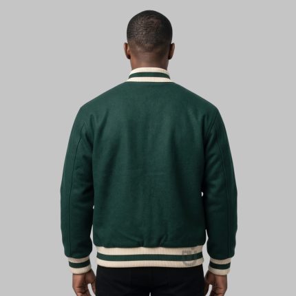 Men's Dark Green Wool Varsity