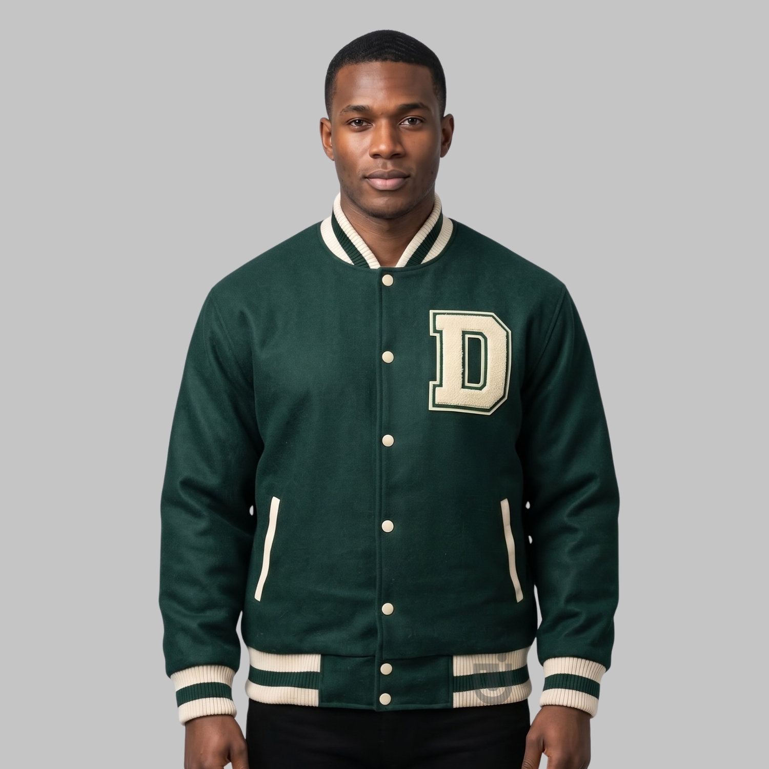 Men's Dark Green Wool Varsity Men's Dark Green Wool Varsity