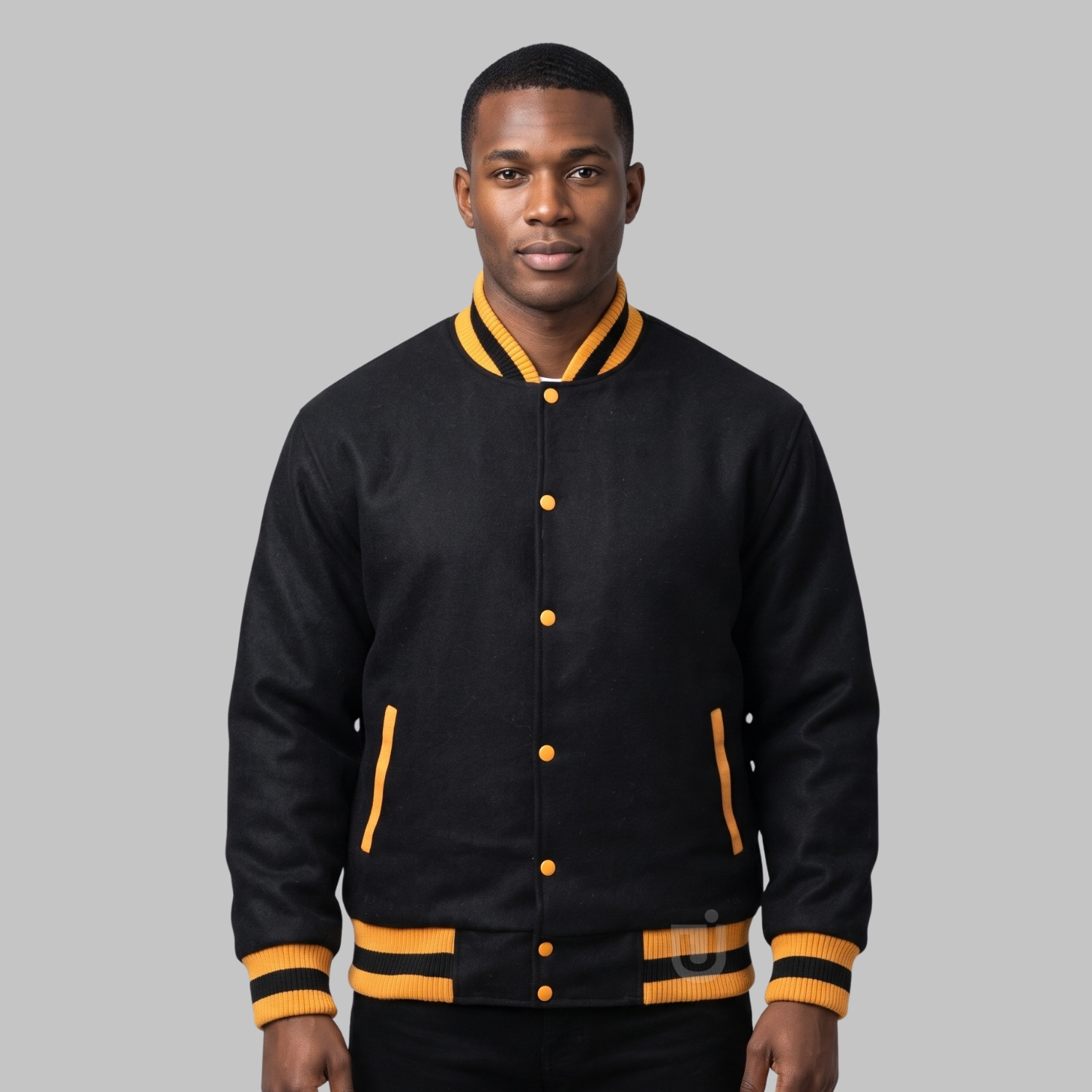 Plain Black Wool Varsity Jacket Plain Black Wool Varsity Jacket