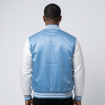 Sky Blue Satin Varsity