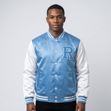 Sky Blue Satin Varsity