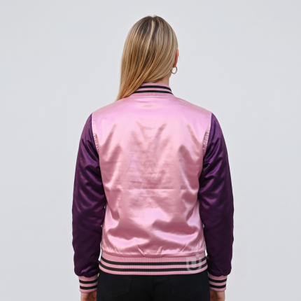 Women's Light Pink Satin Varsity