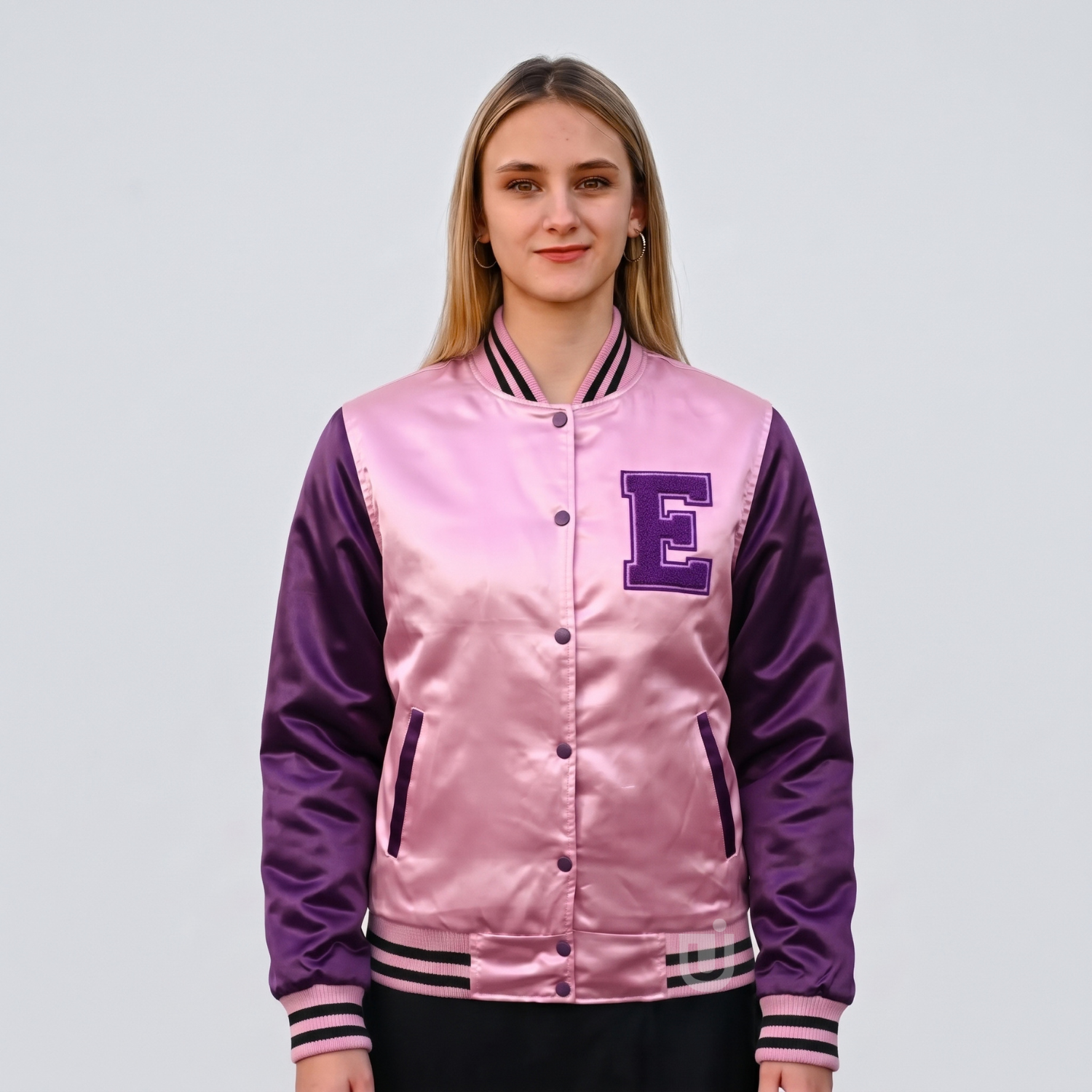 Women's Light Pink Satin Varsity Women's Light Pink Satin Varsity