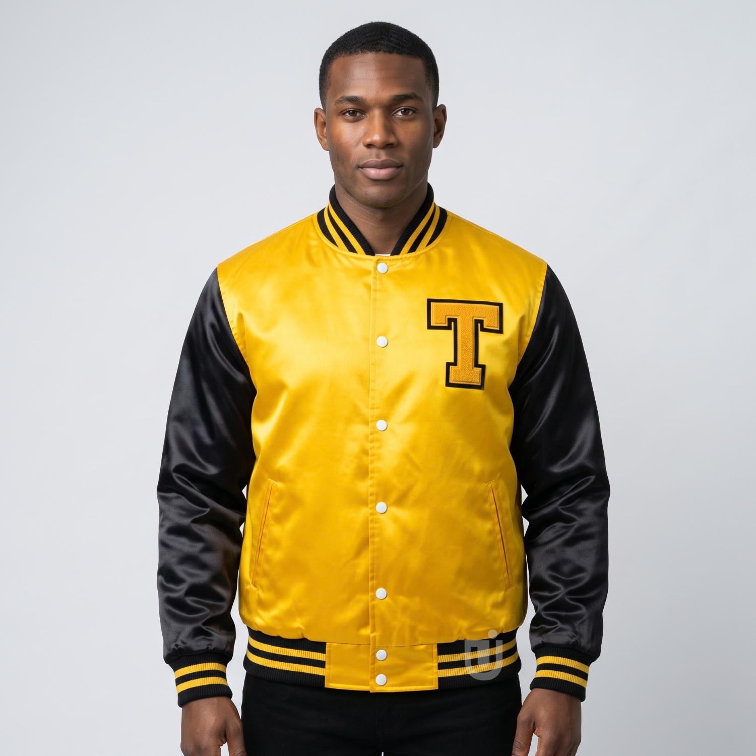 Yellow and Black Satin Varsity Yellow and Black Satin Varsity